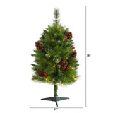 3’ Montana Mixed Pine Artificial Christmas Tree with Pine Cones, Berries and 50 Clear LED Lights-Christmas Tree-Parc Decor