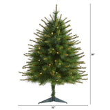 3’ New England Pine Artificial Christmas Tree with 50 Clear Lights and 117 Bendable Branches-Christmas Tree-Parc Decor
