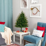 3’ New England Pine Artificial Christmas Tree with 50 Clear Lights and 117 Bendable Branches-Christmas Tree-Parc Decor