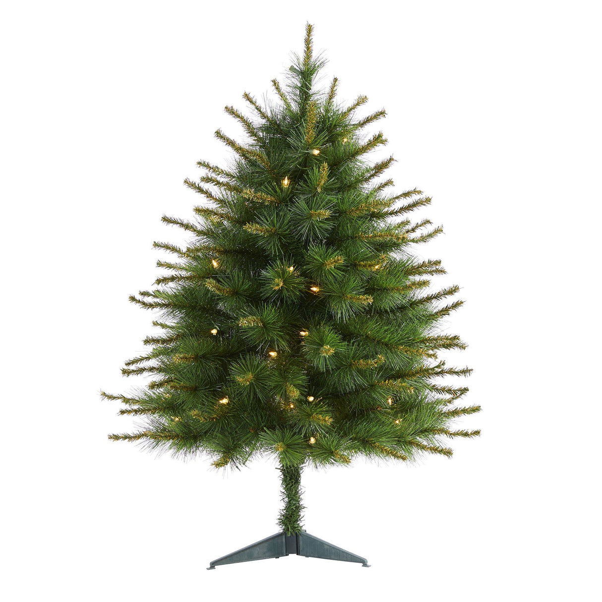 3’ New England Pine Artificial Christmas Tree with 50 Clear Lights and 117 Bendable Branches-Christmas Tree-Parc Decor