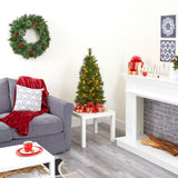 3’ New Haven Pine Artificial Christmas Tree with 50 Warm White LED Lights and 93 Bendable Branches-Christmas Tree-Parc Decor