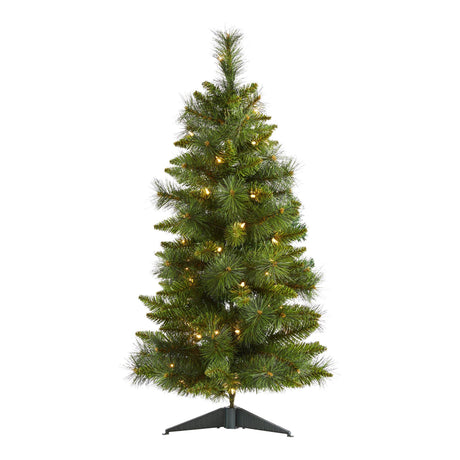 3’ New Haven Pine Artificial Christmas Tree with 50 Warm White LED Lights and 93 Bendable Branches-Christmas Tree-Parc Decor
