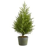 3’ Norfolk Island Pine “Natural Look” Artificial Christmas Tree in Decorative Planter-Christmas Tree-Parc Decor