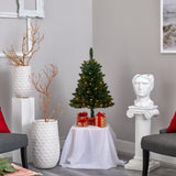 3’ Northern Rocky Spruce Artificial Christmas Tree with 50 Clear Lights and 154 Bendable Branches-Christmas Tree-Parc Decor