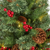 3’ Norway Mixed Pine Artificial Christmas Tree with 50 Clear LED Lights, Pine Cones and Berries-Christmas Tree-Parc Decor
