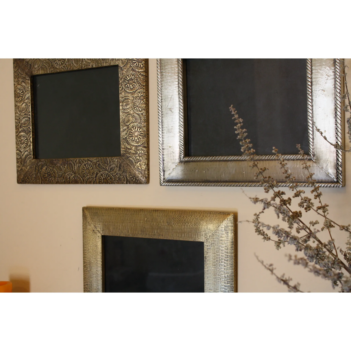 3 Piece Brass Clad Wood Picture Frame Set-Decor-Parc Decor