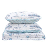 3-Piece Coastal Toile Quilt Set - Cape Elizabeth Collection-Parc Decor