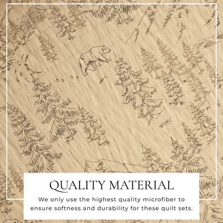 3 Piece Lodge Printed Quilt - Moonlight Ridge-Quilts & Comforters-Parc Decor