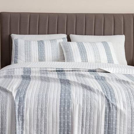 3-Piece Stripe Quilt - Adele Collection-Parc Decor