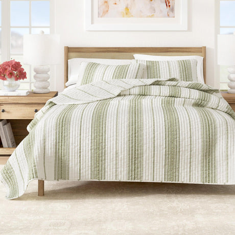 3-Piece Stripe Quilt - Wesley Collection-Quilts & Comforters-Parc Decor