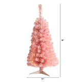 3’ Pink Artificial Christmas Tree with 50 LED Lights and 118 Bendable Branches-Christmas Tree-Parc Decor