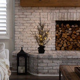 3’ Pre-Lit Halloween Black Twig Artificial Fall Tree in Burlap Planter with 42 Warm White LED Lights-Tree-Parc Decor