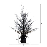 3’ Pre-Lit Halloween Black Twig Artificial Fall Tree in Burlap Planter with 42 Warm White LED Lights-Tree-Parc Decor