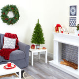 3’ Providence Pine Artificial Christmas Tree in Metal Pot with 50 Warm White Lights and 114 Bendable Branches-Christmas Tree-Parc Decor