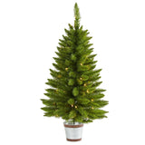 3’ Providence Pine Artificial Christmas Tree in Metal Pot with 50 Warm White Lights and 114 Bendable Branches-Christmas Tree-Parc Decor