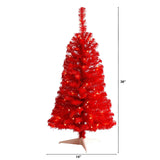 3’ Red Artificial Christmas Tree with 50 LED Lights and 118 Bendable Branches-Christmas Tree-Parc Decor