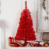 3’ Red Artificial Christmas Tree with 50 LED Lights and 118 Bendable Branches-Christmas Tree-Parc Decor