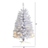 3’ Slim White Artificial Christmas Tree with 50 Warm White LED Lights and 161 Bendable Branches-Christmas Tree-Parc Decor