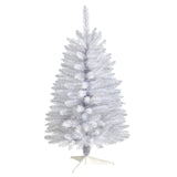 3’ Slim White Artificial Christmas Tree with 50 Warm White LED Lights and 161 Bendable Branches-Christmas Tree-Parc Decor