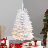 3’ Slim White Artificial Christmas Tree with 50 Warm White LED Lights and 161 Bendable Branches-Christmas Tree-Parc Decor