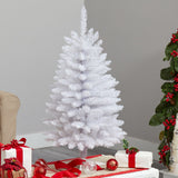3’ Slim White Artificial Christmas Tree with 50 Warm White LED Lights and 161 Bendable Branches-Christmas Tree-Parc Decor