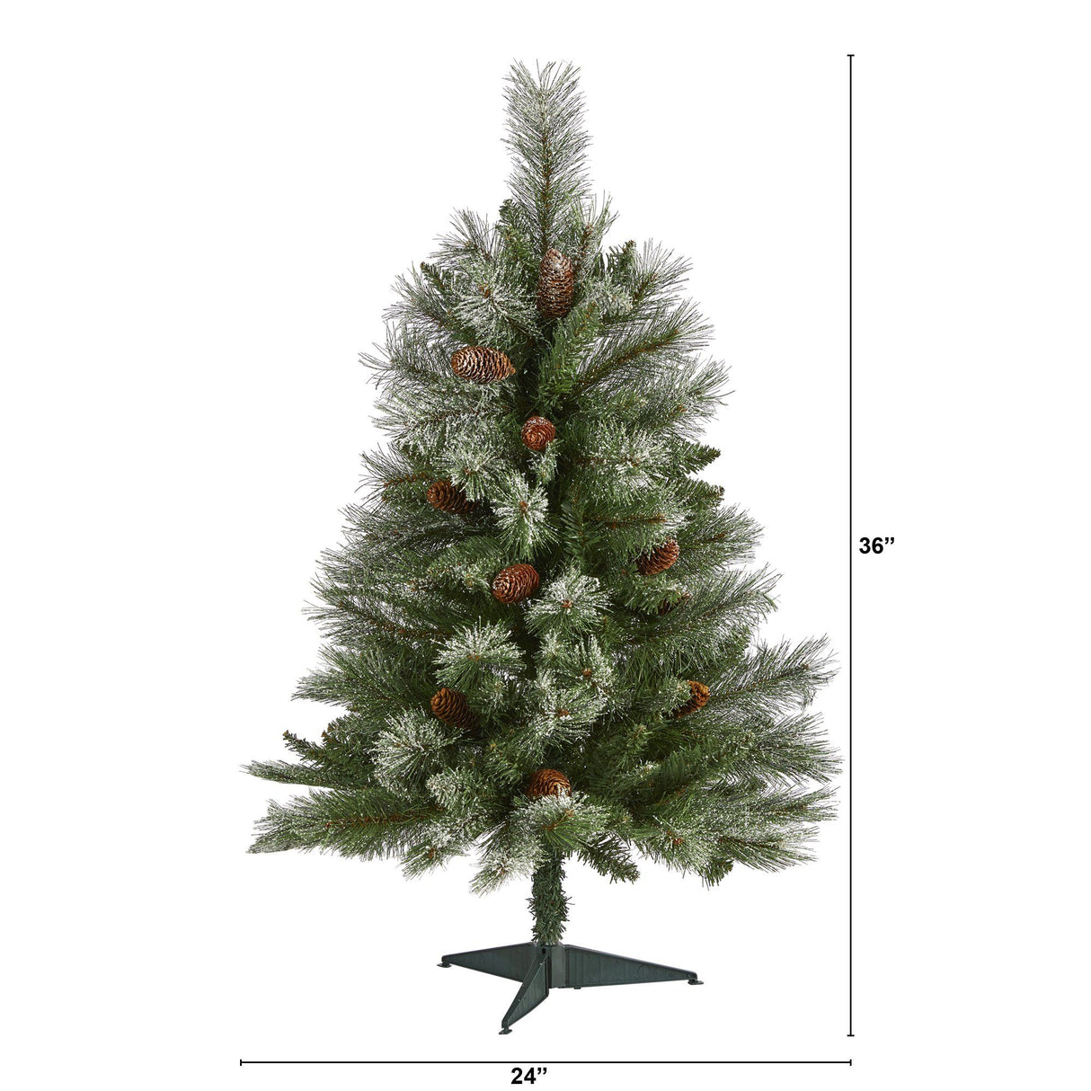 3’ Snowed French Alps Mountain Pine Artificial Christmas Tree with 135 Bendable Branches and Pine Cones-Christmas Tree-Parc Decor
