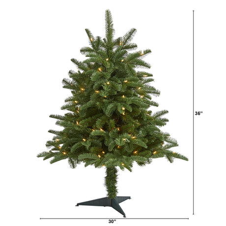 3’ South Carolina Spruce Artificial Christmas Tree with 100 White Warm Light and 458 Bendable Branches-Christmas Tree-Parc Decor
