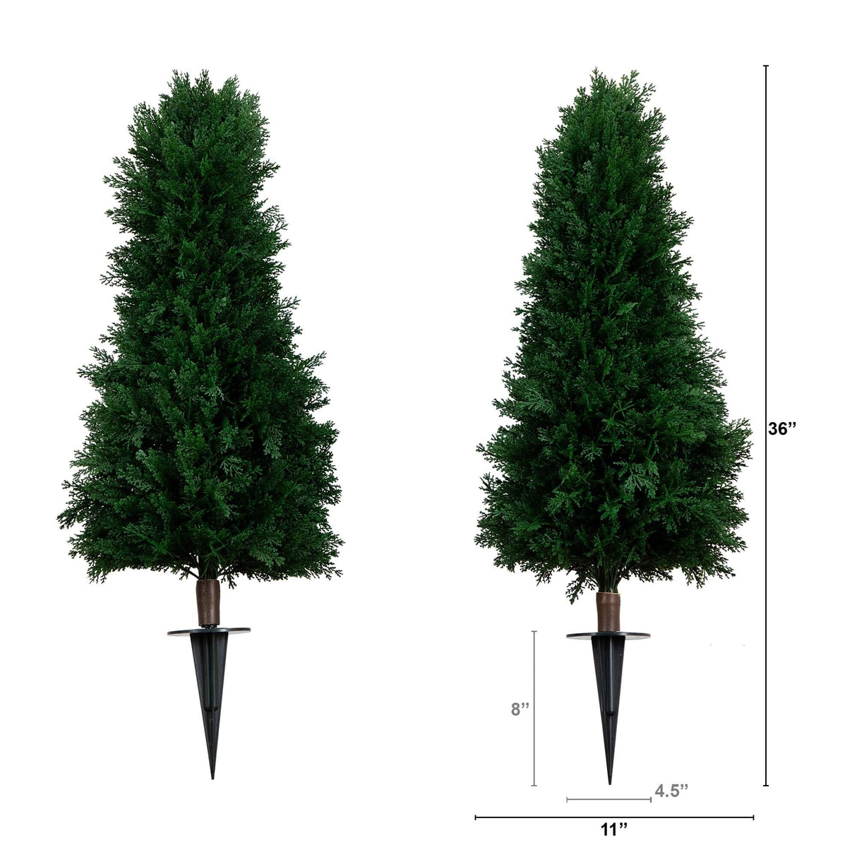 3' UV Resistant Artificial Cedar Plant with Integrated Ground Stake (Indoor/Outdoor) - Set of 2-Plant-Parc Decor