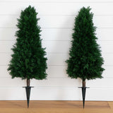 3' UV Resistant Artificial Cedar Plant with Integrated Ground Stake (Indoor/Outdoor) - Set of 2-Plant-Parc Decor