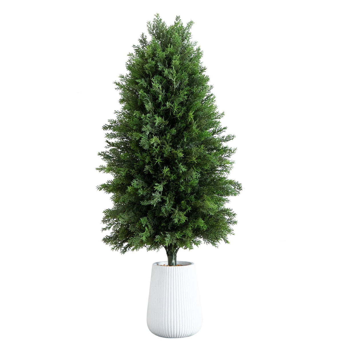 3’ UV Resistant Artificial Cedar Tree in Decorative White Planter (Indoor/Outdoor)-Tree-Parc Decor