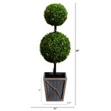 3’ UV Resistant Artificial Double Ball Boxwood Topiary with LED Lights in Decorative Planter (Indoor/Outdoor)-Tree-Parc Decor