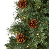 3’ White Mountain Pine Artificial Christmas Tree with 50 Clear LED Lights and Pine Cones-Christmas Tree-Parc Decor