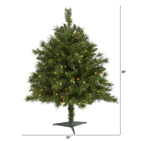 3’ Wyoming Mixed Pine Artificial Christmas Tree with 150 Clear Lights and 270 Bendable Branches-Christmas Tree-Parc Decor