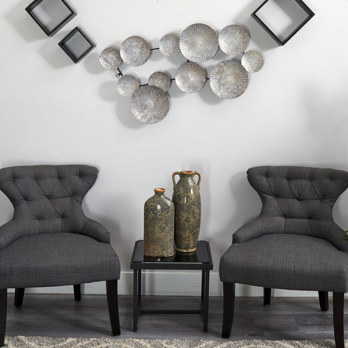 3’ x 2’ Galvanized Textured Plates Antique Wall Art-Parc Decor