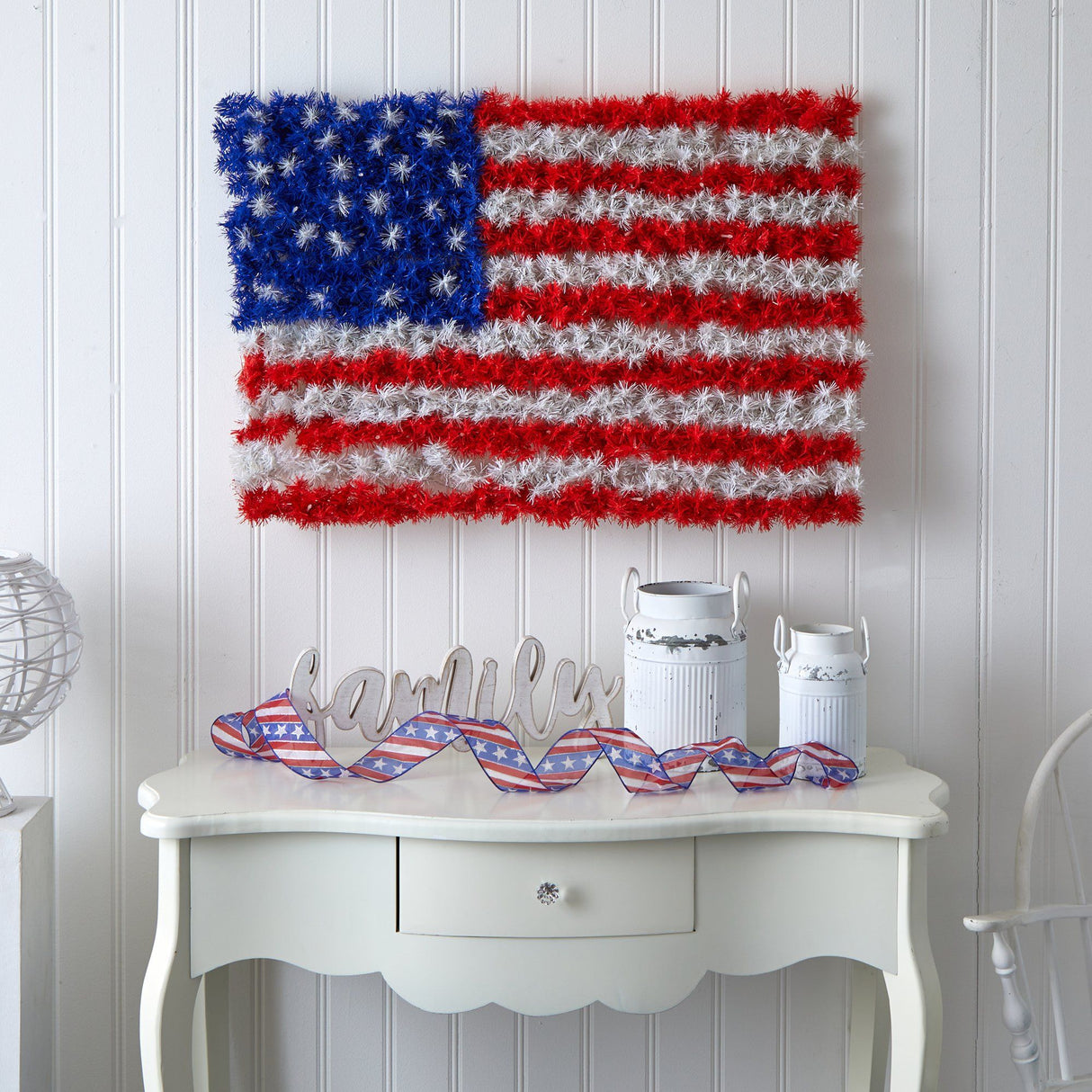 3’ x 2’ Red, White, and Blue “American Flag” Wall Panel with 100 Warm LED Lights (Indoor/Outdoor)-Parc Decor