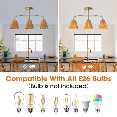 30 Inch Paddy 3-Light Chandelier-Parc Decor