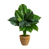 30” Large Philodendron Leaf Artificial Plant in Decorative Planter-Parc Decor