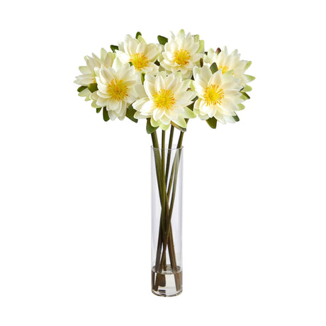 30” Lotus Artificial Arrangement in Cylinder Vase-Parc Decor