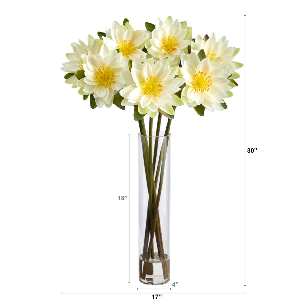 30” Lotus Artificial Arrangement in Cylinder Vase-Parc Decor