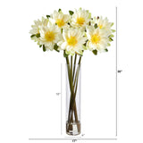 30” Lotus Artificial Arrangement in Cylinder Vase-Parc Decor