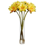 30” Lotus Artificial Arrangement in Cylinder Vase-Parc Decor