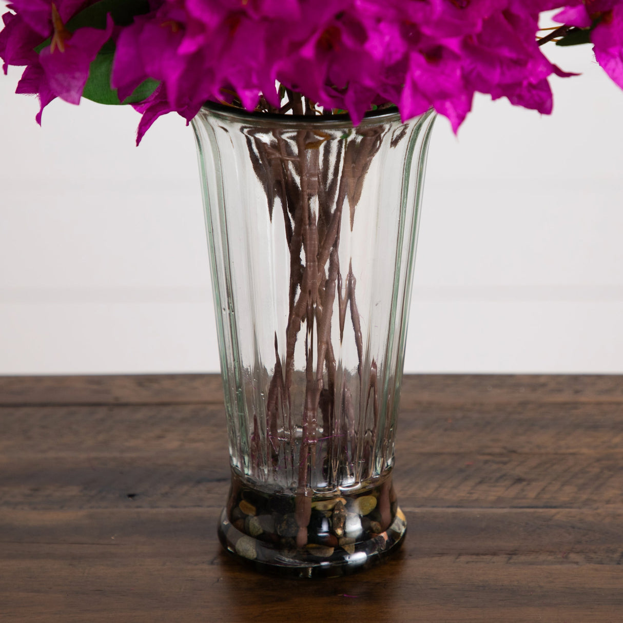 30” Artificial Bougainvillea Arrangement in Glass Vase-Arrangement-Parc Decor