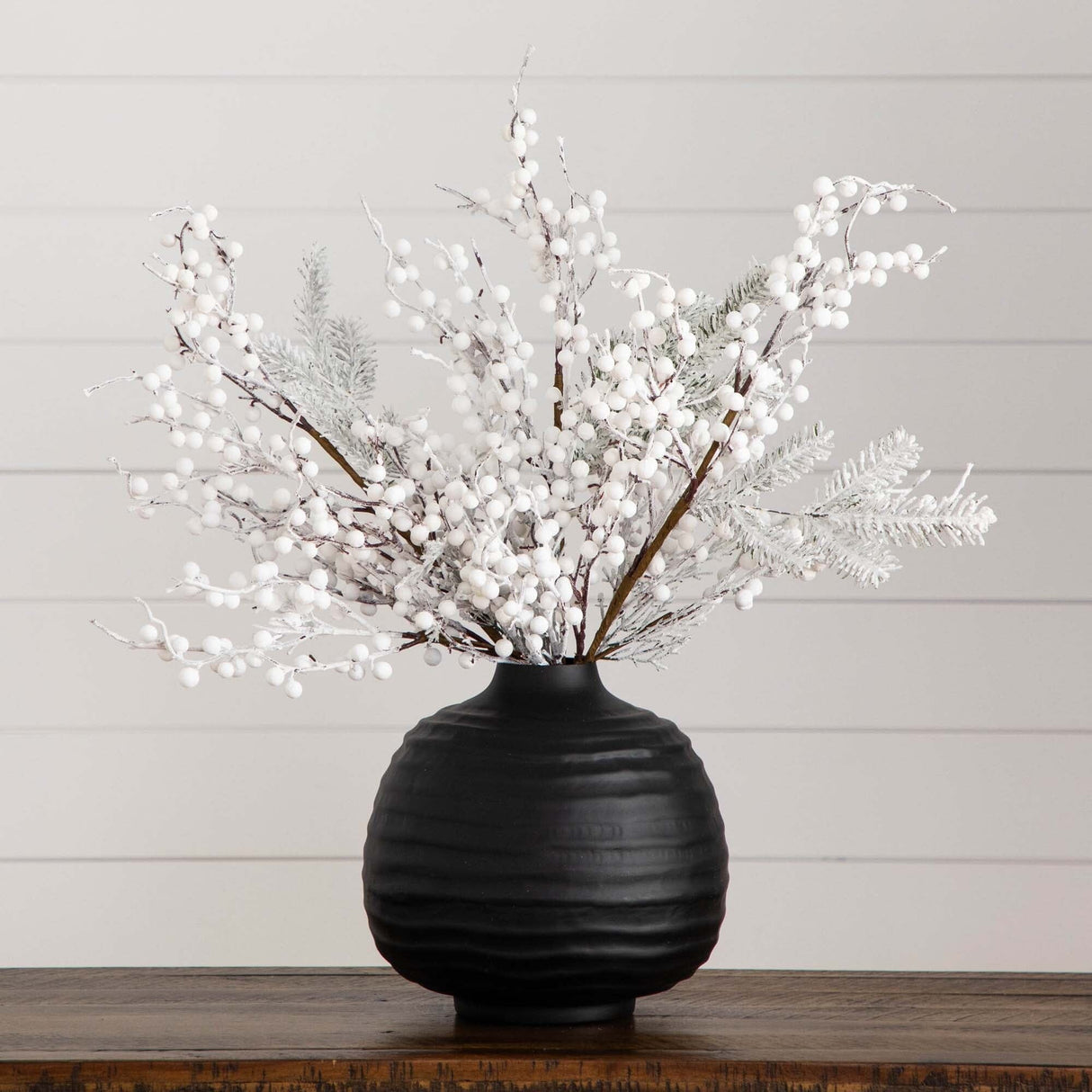 30" Artificial Flocked Berry Stems - Set of 3-Stem-Parc Decor