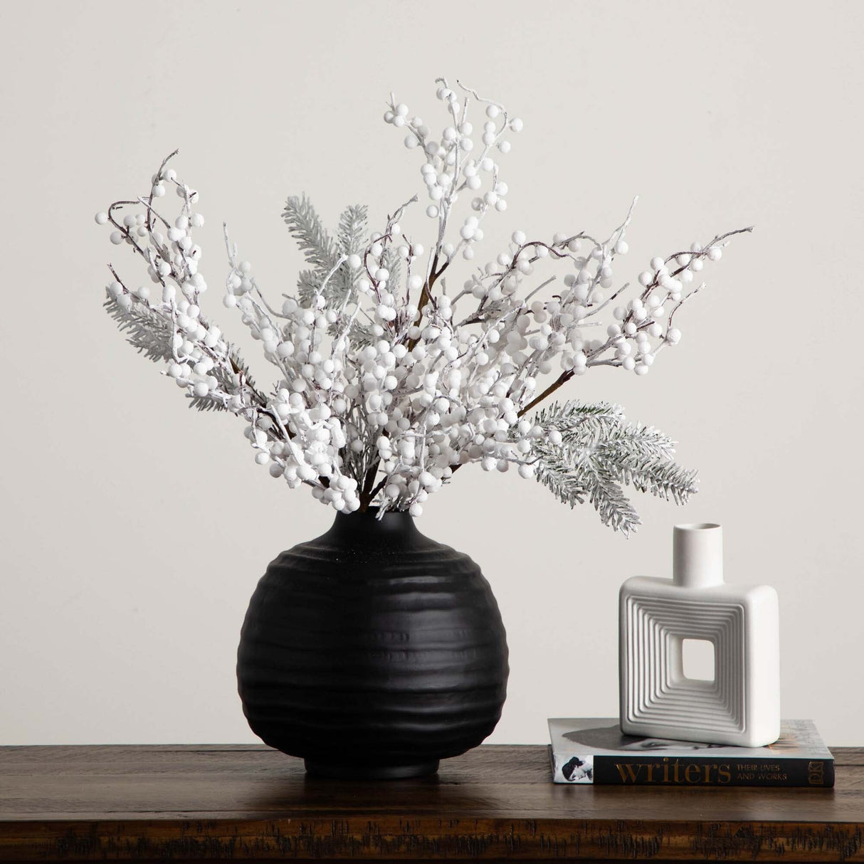 30" Artificial Flocked Berry Stems - Set of 3-Stem-Parc Decor