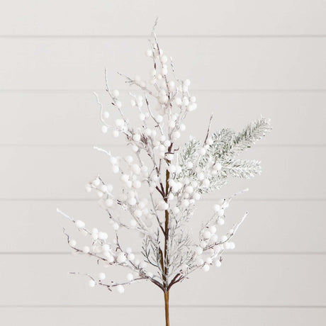 30" Artificial Flocked Berry Stems - Set of 3-Stem-Parc Decor