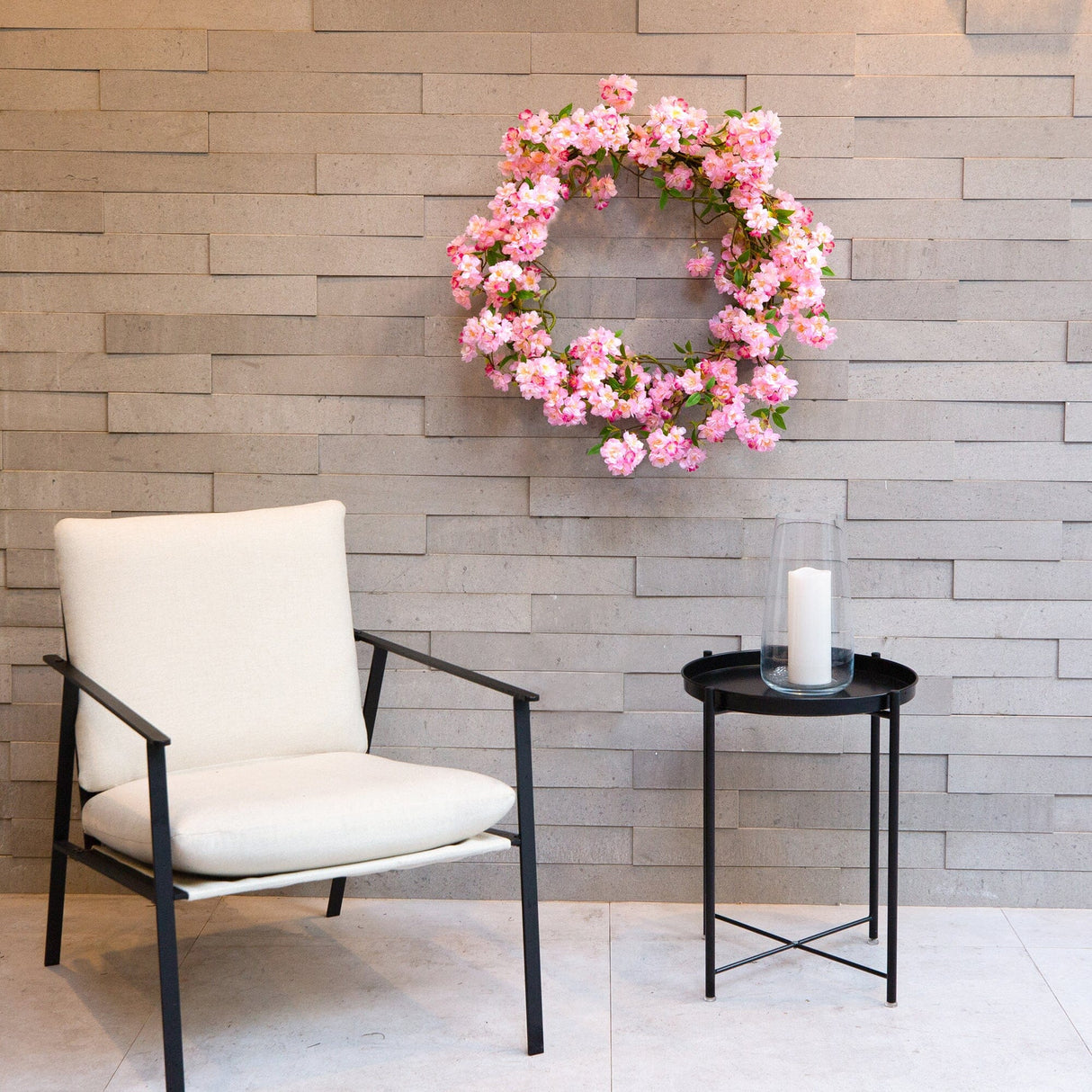 30” Artificial Pink Cherry Blossom Wreath-Wreath-Parc Decor