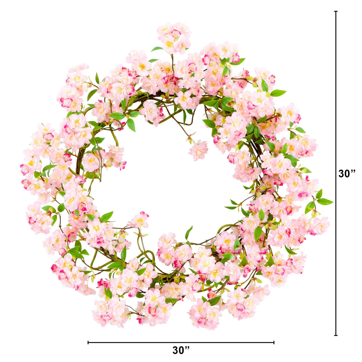 30” Artificial Pink Cherry Blossom Wreath-Wreath-Parc Decor