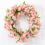 30” Artificial Pink Cherry Blossom Wreath-Wreath-Parc Decor