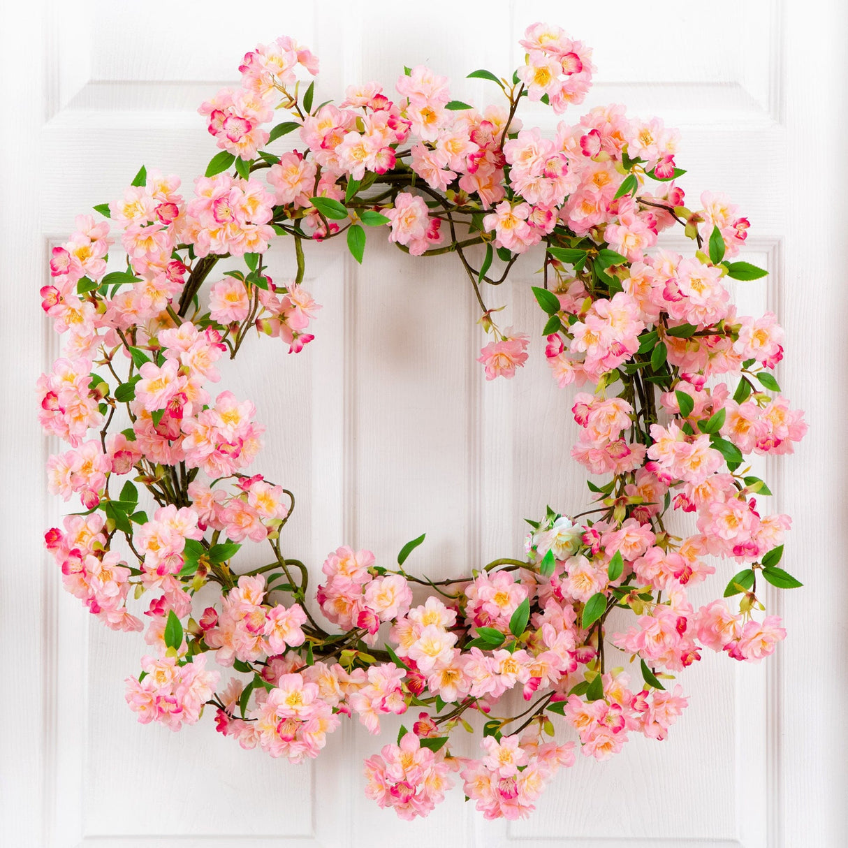 30” Artificial Pink Cherry Blossom Wreath-Wreath-Parc Decor