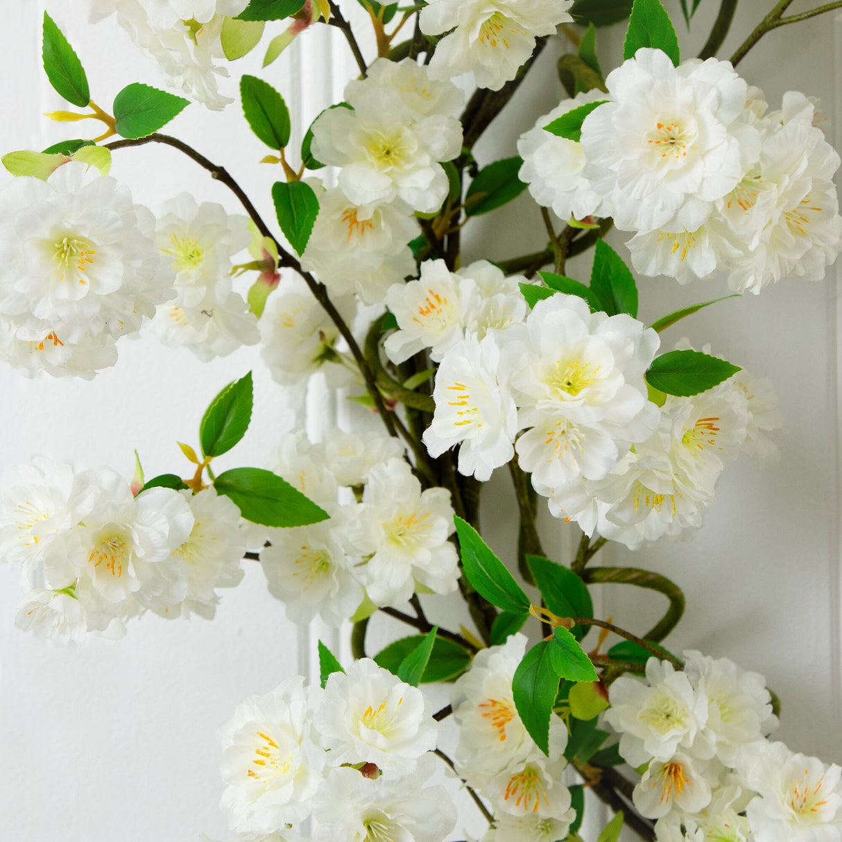 30” Artificial White Cherry Blossom Wreath-Wreath-Parc Decor